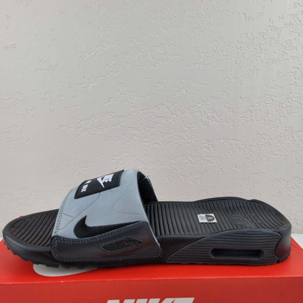 Nike Air Max 90 Slide Black Smoke Grey Sandal Men - Picture 4 of 11